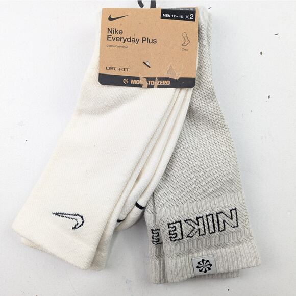 Nike Everyday Plus Undyed Cushioned Crew Socks 2pk - Men 12-15 - Picture 1 of 7